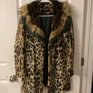 Faux fur coat. Guess with leopard print.